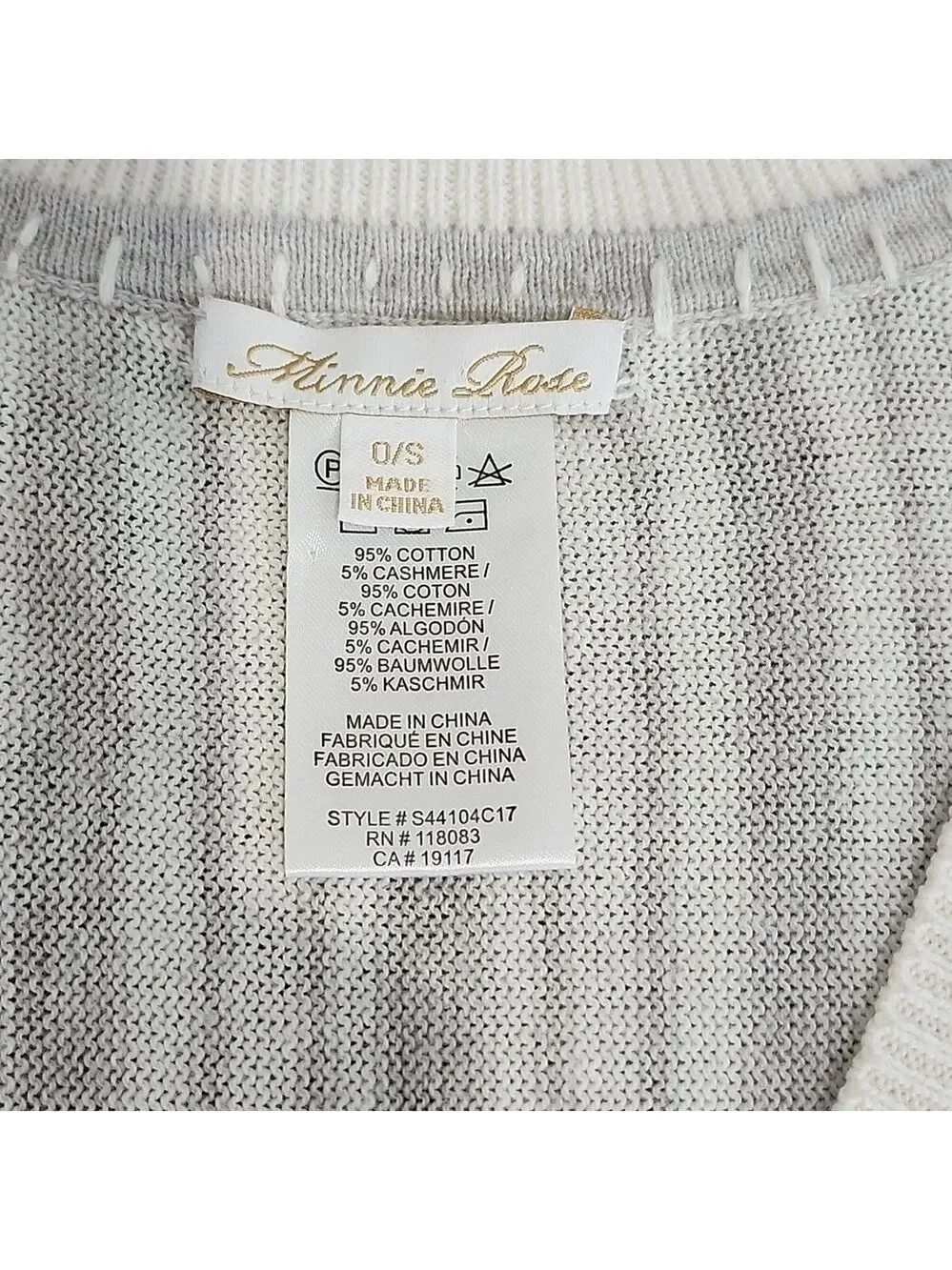 Minnie Rose Womens Cotton Cashmere Shawl Poncho Gray Off White Striped One Size